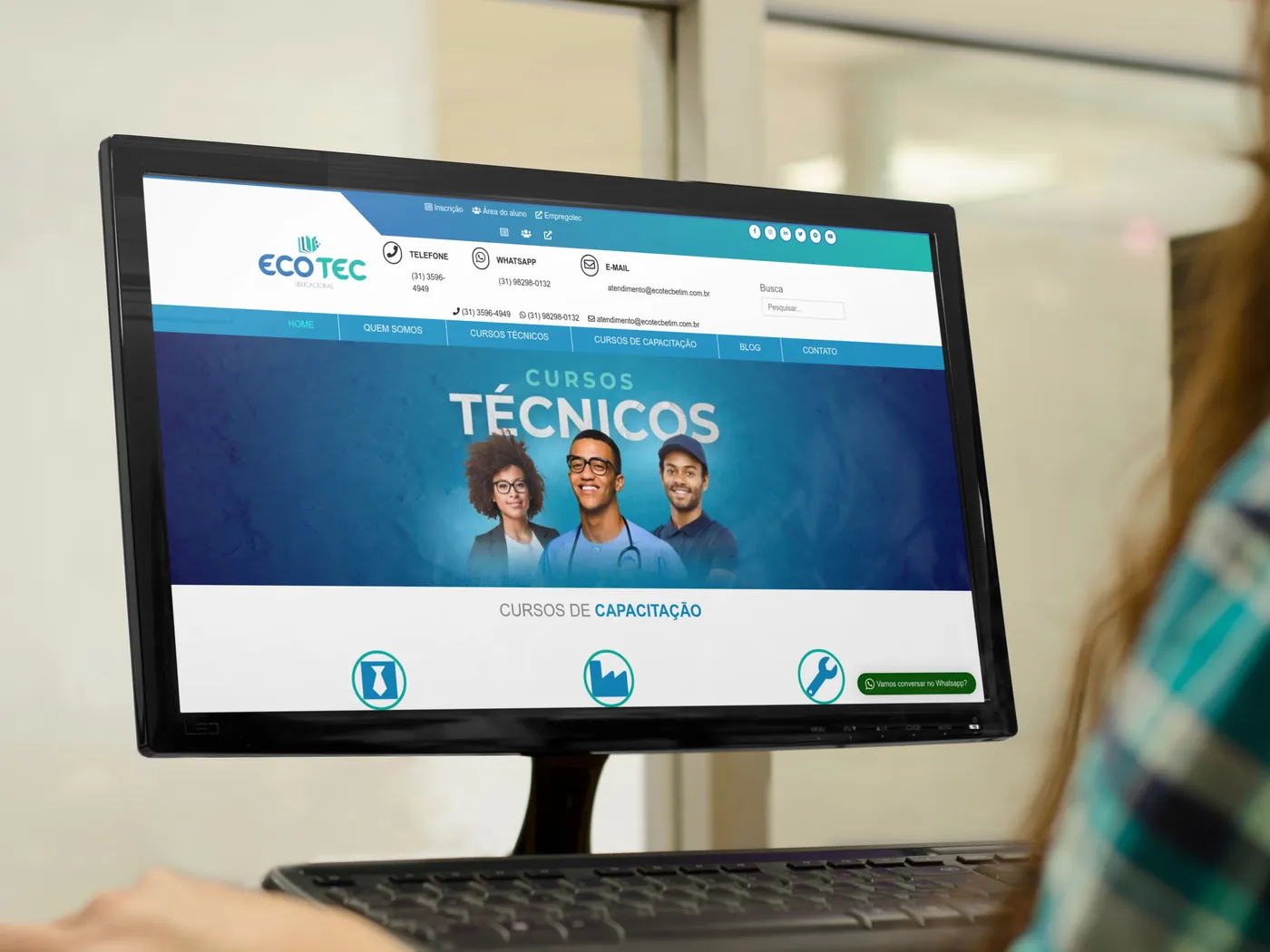 Site da Ecotec Educacional, escola de cursos técnicos em Betim, em desktop