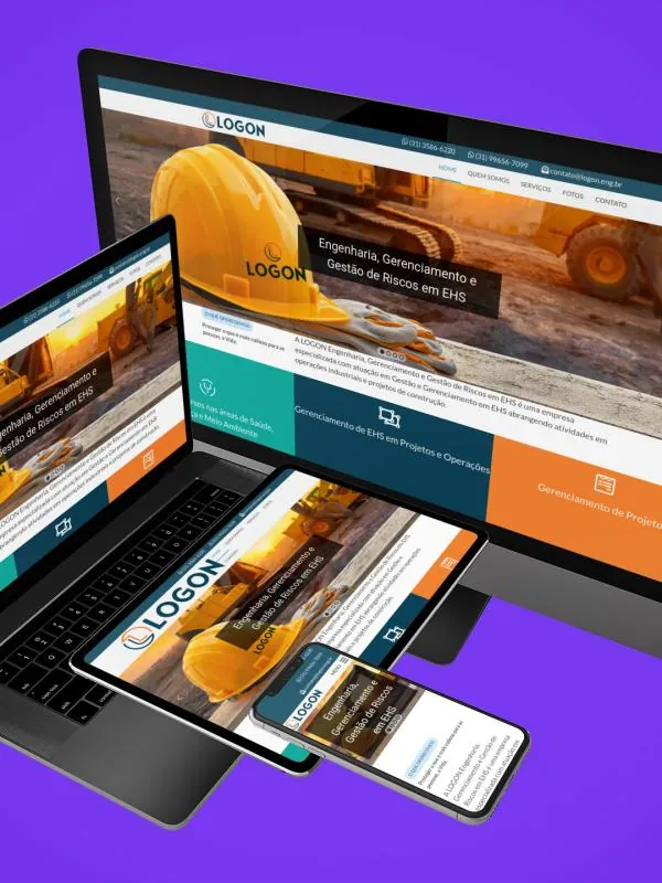 Mockup do site institucional da Logon Engenharia